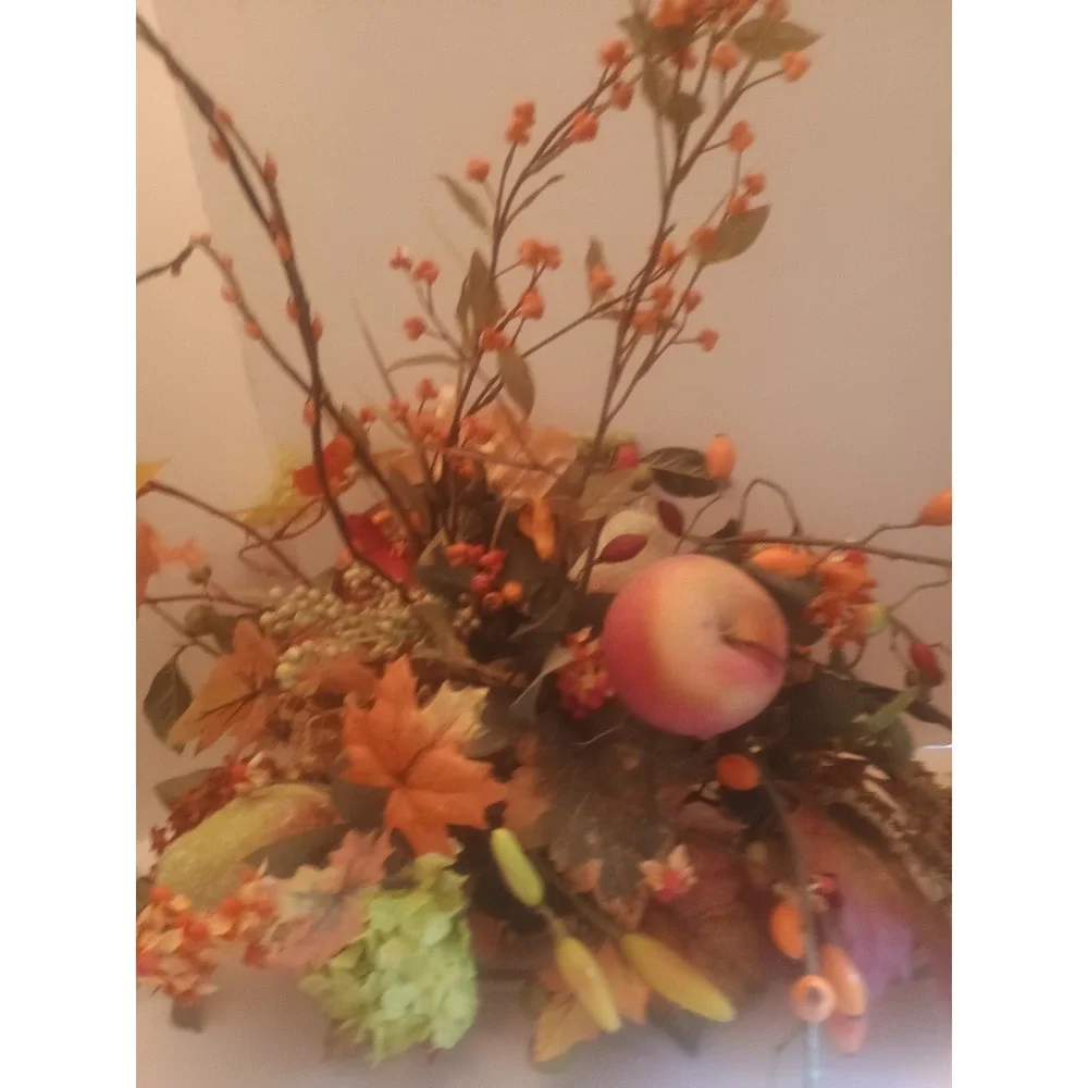 Large Autumn Artificial Table Centerpiece -Fruit Flowers & Leaves 22